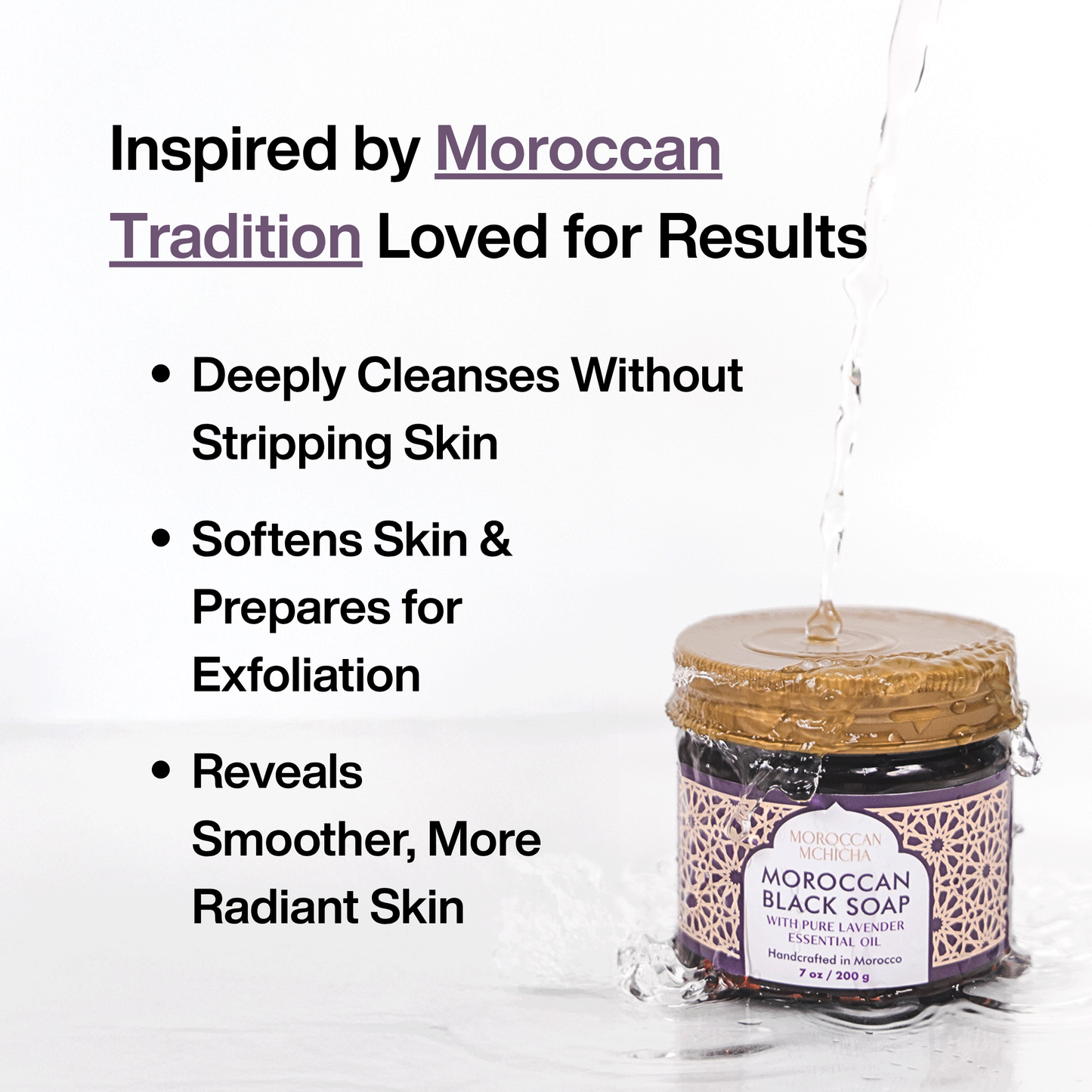Moroccan Black Beldi Soap with Lavender, Moroccan Soap and Body Wash, Traditional Savon Noir for Bath (7 oz)