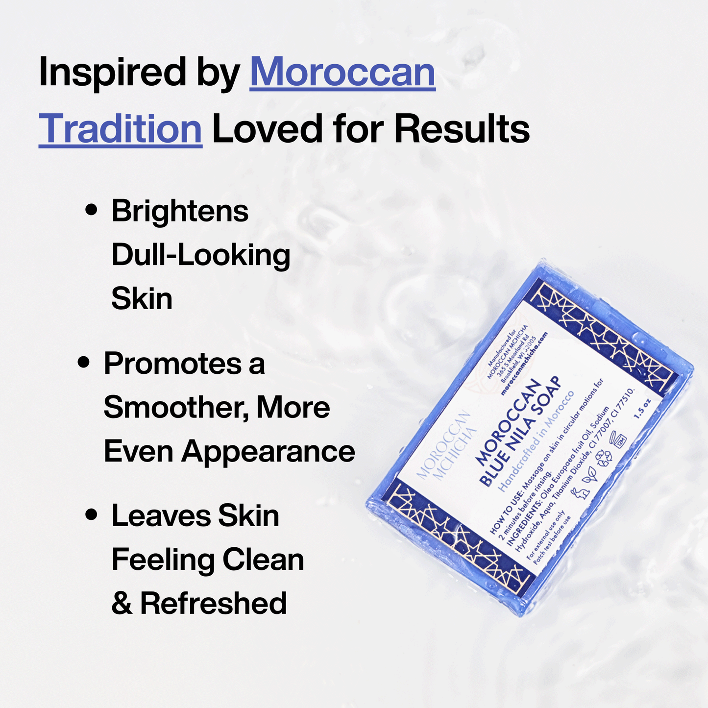 Moroccan Soap, Blue Nila Soap for Face and Body, Made from Nila Powder (Pack of 2)