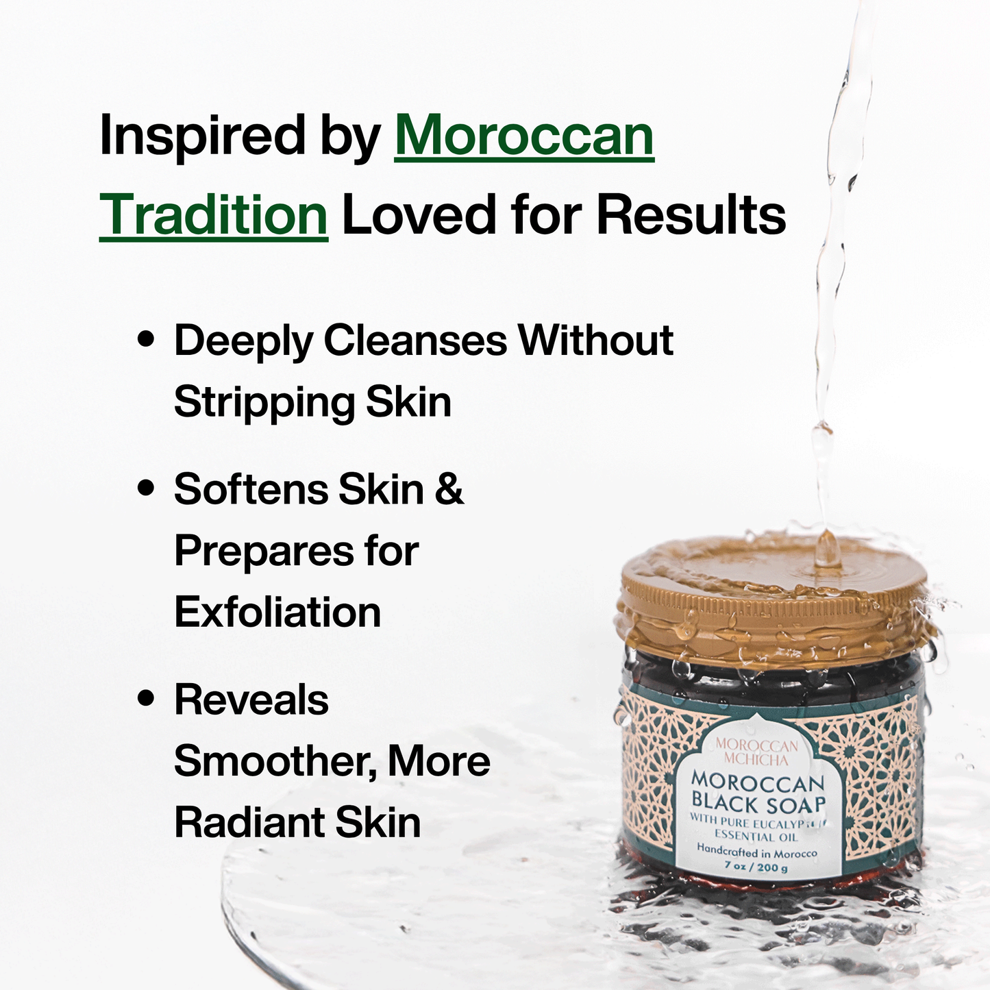 Moroccan Black Soap Hammam with Eucalyptus, Exfoliating Natural Black Beldi Soap, Moroccan Body Scrub, Traditional Savon Noir (7 oz)