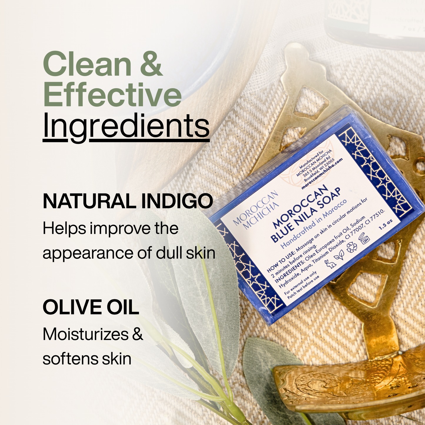 Moroccan Soap, Blue Nila Soap for Face and Body, Made from Nila Powder (Pack of 2)