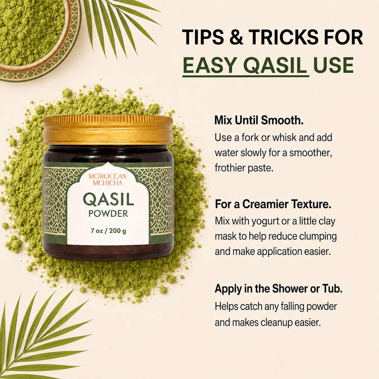 Qasil Powder, 7 oz / 200 g – 100% Pure Zizyphus Jujuba Leaf for Face, Body, Hair & Scalp Care – Plant-Based Beauty Mask Powder, Poudre de Qasil
